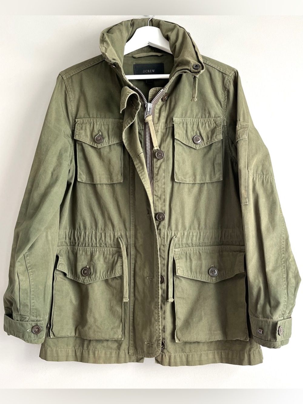 J Crew field mechanic jacket womens small army green barn canvas utility chore